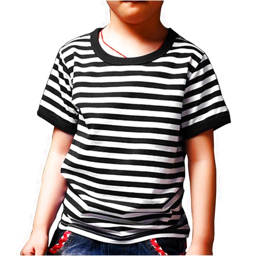 Ezsskj Kid's Boys Pugsley Addams Shirt Black White Striped Mime T Shirt Halloween Costumes Bank Robber Novelty T-Shirts