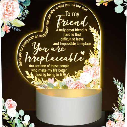 Jetec Acrylic Night Light Friend Gifts for Women Birthday Gifts for Her Friendship Gifts for BFF Teen Girls Besties Sister Coloured Flower Lamp with Warm Colors LED Lamp Base(Elegant Flower)