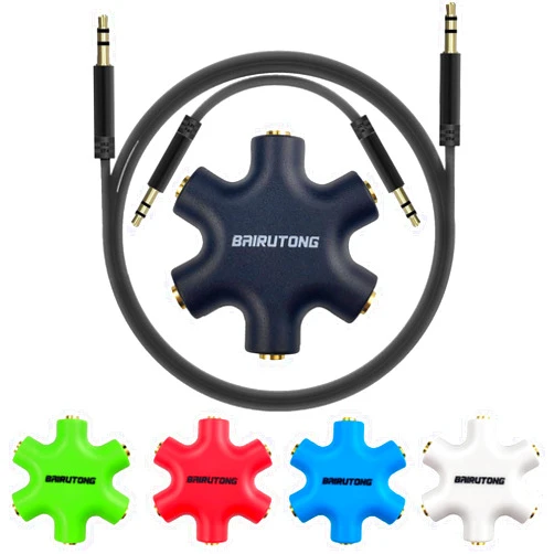 Bairutong 5-Jack Multi Headphone Audio Splitter,Headphone Jack Splitter,Audio Splitter with 3.5mm Stereo Cable 20cm & 100cm,5-Pack