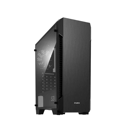 Zalman - S3 - ATX Mid-Tower PC Case - Full Acrylic Side Panel - 3x Case Fan 120mm Pre-Installed, Black
