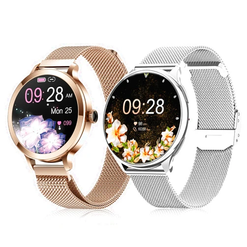 GADIXY SmartWatch for Women(Make/Answer Call),AMOLED Screen Rosegold + Smart Watch for Women Silver
