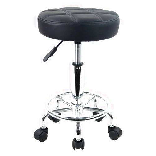 KKTONER Round Rolling Stool Chair PU Leather Height Adjustable Swivel Drafting Work SPA Shop Salon Stools with Wheels Office Chair Small (Black)