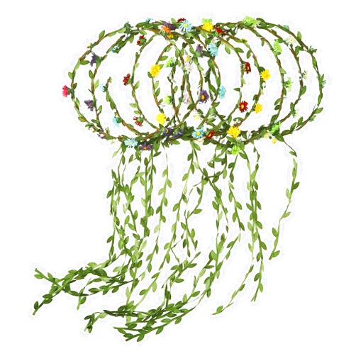 AWAYTR Bohemia Flower Crown Headband - Women Girl Fashion Green Leaves Ribbon Garland Floral Headpiece For Wedding Party Photography (C-Mixed Color-9Pcs)