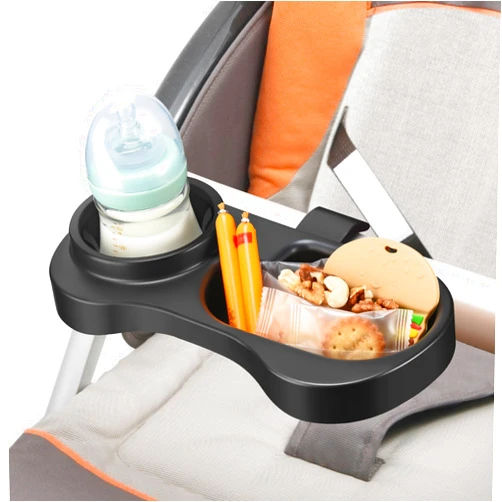 ZZM 2 in 1 Universal Stroller Snack Tray with Cup Holder, Snack Catcher and Drink Holder for Stroller Snack Tray Attachment - Upgraded Removable Clip for Bumper Bar of Stroller Tray for Baby