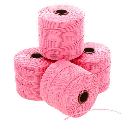 The Beadsmith S-Lon #18 Cord - Pink Color - Tube of 4 spools - 77 Yards - Ideal for Stringing Beading Crochet and Micro-Macrame Jewelry- Compatible with Kumihimo Projects