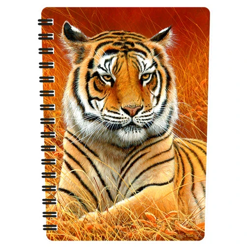 3D LiveLife Jotter - Aloof from Deluxebase. Lenticular 3D Tiger 6x4 Spiral Notebook with plain recycled paper pages. Artwork licensed from renowned artist Jeremy Paul