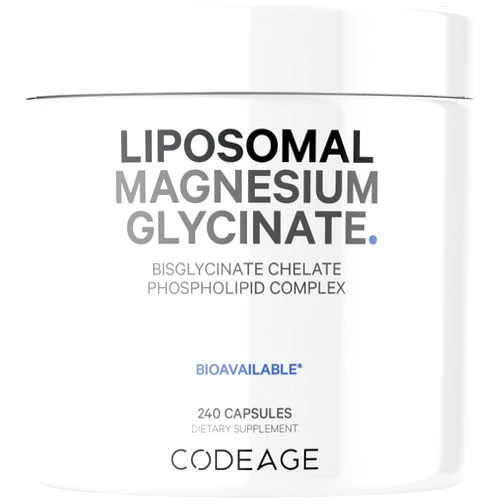 Codeage Liposomal Magnesium Glycinate Supplement, 2-Month Supply, Bisglycinate Magnesium Chelate, Chelated Magnesium Mineral Pills, BioPerine Black Pepper Vitamins Capsules, Non-GMO Vegan, 240 ct