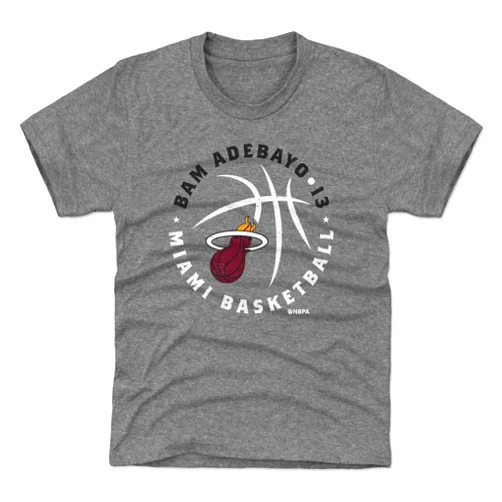 500 LEVEL Bam Adebayo Miami Heat Youth Shirt - Bam Adebayo Miami Heat Player Ball WHT