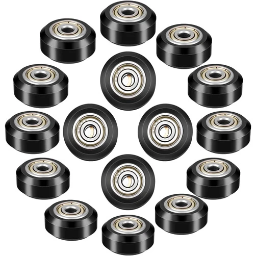 Honoson 16 Pieces 3D Printer Wheels 3D Printer POM Pulley Wheels 625zz Plastic Pulley Linear Bearing Compatible with Creality CR10, Ender 3, Anet A8 3D Printer Accessories, Black