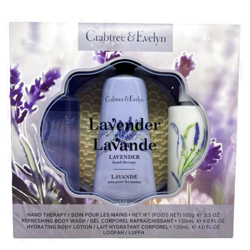 Crabtree & Evelyn Lavender Hand Therapy, Body Wash and Body Lotion Gift Set