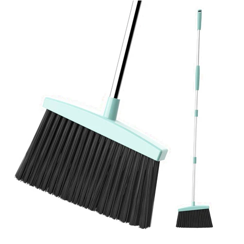 Kelamayi Heavy-Duty Broom Outdoor/Indoor Broom for Floor Cleaning with Long Handle,Large Angle Household Brooms for Home Kitchen Room Pet Hair Office Lobby – Green
