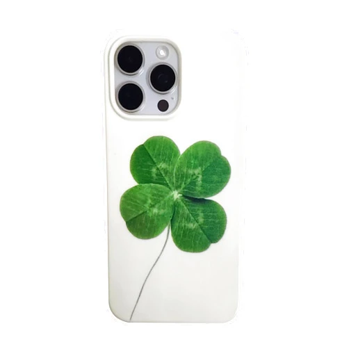 KINGMINOS Irish Shamrock Lucky Four Leaf Clover Phone Case, Green St Patricks Day Simple Case Cover Beige (iPhone 14 Pro)