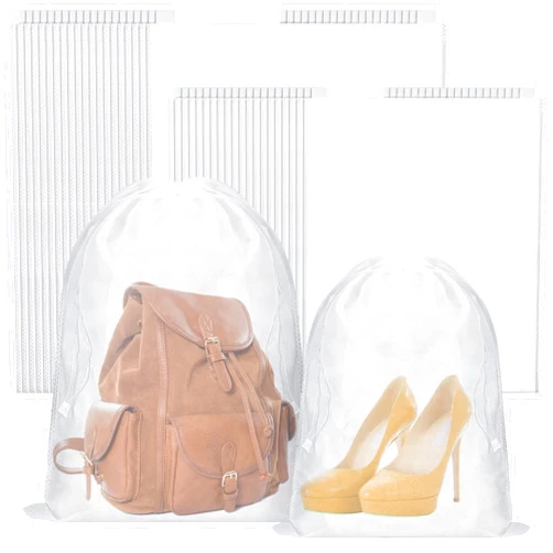 Woanger 40 Pcs Dust Proof Drawstring Purse Storage Bag Breathable Non Woven Fabric Shoe Bag Dust Bags for Handbags Nonwoven Cloth Storage Pouch Dust Cover for Shoe Boots Purse Travel Storage Organizer, White
