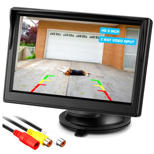 Chuanganzhuo Backup Camera Monitor Only - 5 Inch TFT HD Dashboard/Windshield Display Monitor Screen - 12V/24V AV1/AV2 Video Inputs Rear View Display for Cars Trucks SUVs Vans (5 Inch Monitor)
