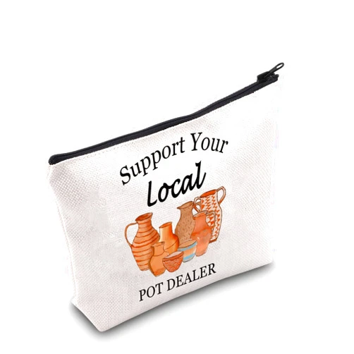 G2TUP Pottery Artist Gift Support Your Local Pot Dealer Makeup Bag Ceramics Artist Cosmetic Bag Pottery People Gift Zipper Travel Bag