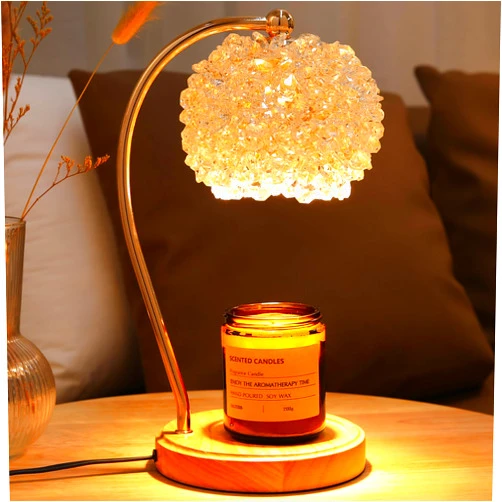 Quntis Candle Warmer Lamp with Timer, Handcrafted Crystal Candle Lamp Warmer Dimmable for Jar Candles, Mom Women Gifts for Christmas, Home Decor Bedroom Living Room, Scented Wax Warmer with 2 Bulbs