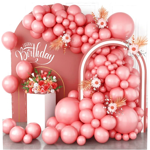Jobkoo Dusty Pink Balloons, 113Pcs 18/12/10/5 In Vintage Retro Blush Pink Helium Latex Balloon Garland Kit, Different Size Matte Dusty Rose Party Balloons for Boho Birthday Baby Shower Wedding Decorations