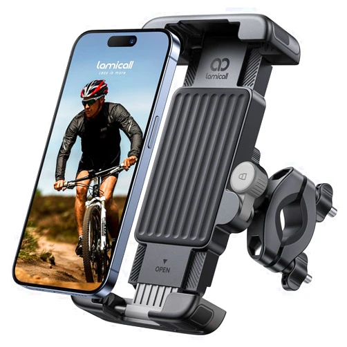 Lamicall Bike Motorcycle Phone Mount - [1s Quick Lock] Bike Cell Phone Holder Clip, Bicycle Scooter Handlebar Clamp, for iPhone Air, 17 16 15 Pro Max, Galaxy S25 S24 Ultra, 6-7.2