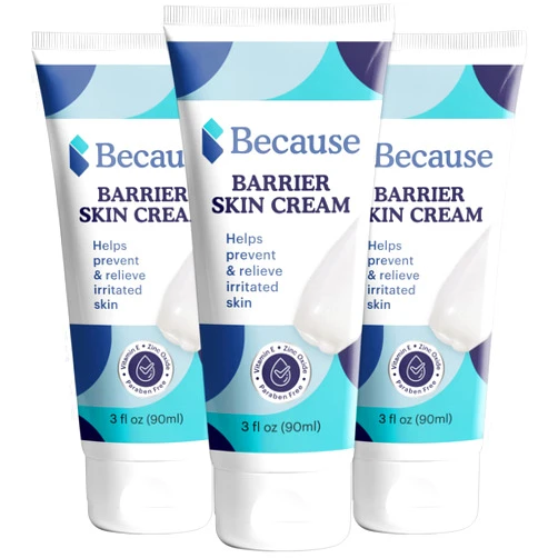 Because Barrier Cream - Zinc Oxide & Vitamin E Fortified - Protects Against Irritation, Chafing, & Sore Spots from Incontinence - Relieves Dryness - 3 fl oz, 3-Pack