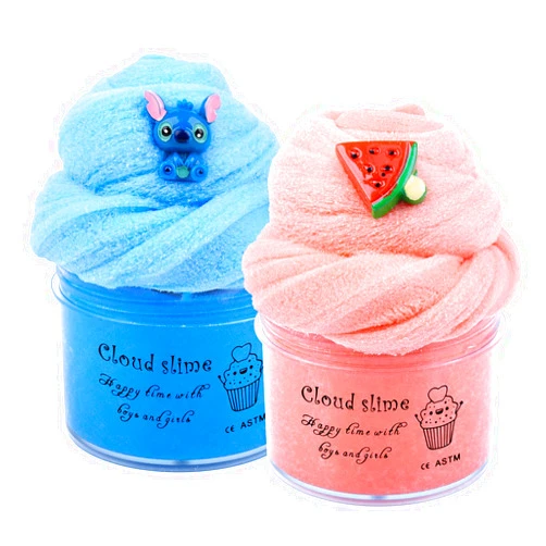 LANUMIONG 2 Pack Cloud Slime Kit, Soft and Non-Sticky Stress Relief Toy for Kids Education, Birthday Gift, Party Favor, Ideal for Girls and Boys