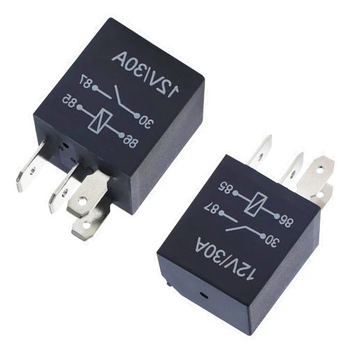 Leediga Pack-2 Car Waterproof Relay, 4 Pin 12V 30A Multi-Functional Flame Retardant Shell Alloy Contacts Replacement, Motor Accessories, Universal for Cars (Black)