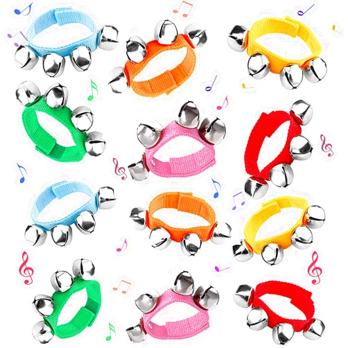POPLAY Band Wrist Bells,12 PCS Hand Bells Ankle Bells Jingle Bells Musical Instrument Percussion Birthday Gifts Christmas Party Favors Toys