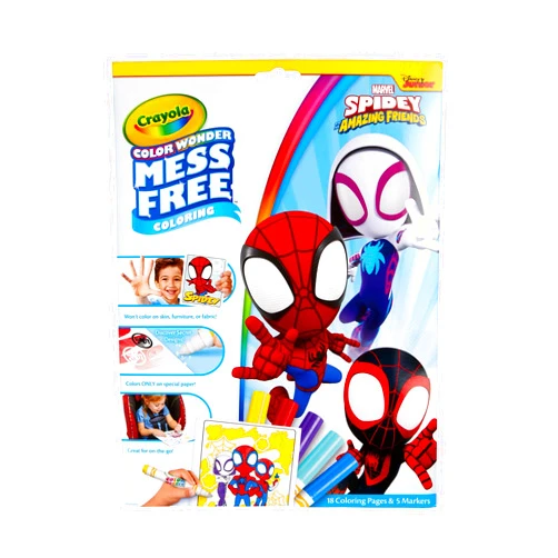 Crayola Spiderman Color Wonder Coloring Set, 18 Spiderman Mess Free Coloring Pages for Toddlers, Spiderman Toys, Gifts for Kids