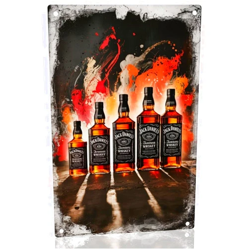 Generic Whiskey Bottles Metal Sign Jack Daniels Aluminum Metal Signs for Garden， Yard， Porch， Home Bedroom， Kitchen Decor 8 X 12 Inch， Weather Resistant， Waterproof， Durable Ink， Easy to Mount