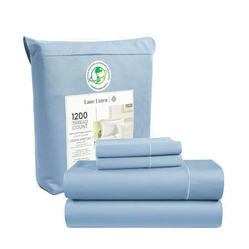 LANE LINEN 100% Egyptian Cotton King Size Sheets Set - 1200 Thread Count, 4 Pieces - Luxury Sateen Weave Cotton King Size Bed Sheets Set - 15