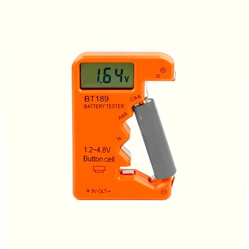 ZUFECY Battery Tester Checker, Universal Battery Tester for AA AAA C D 9V 1.5V, Small Volt Checker for All Batteries - Orange Color