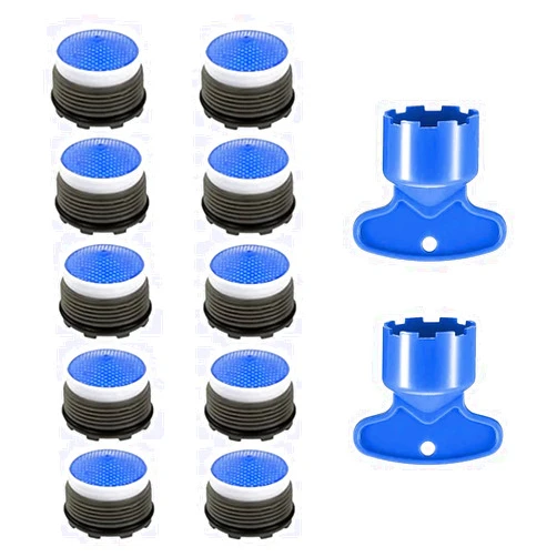QLXHBOT 10Pcs Faucet Aerator M18.5, Aerator Replacement for Sink Faucet Flow Restrictor, Kitchen Cache Aerators Bathroom Sink Aerator with Key Removal Wrench Tool (18.5 MM)