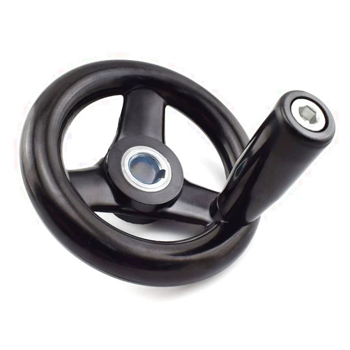 SDTC Tech 3.94 Inch Three-Spoke Round Hand Wheel Detachable Hand Crank Revolving Handwheel with Handle for Woodworking, Printing, Machinery etc.