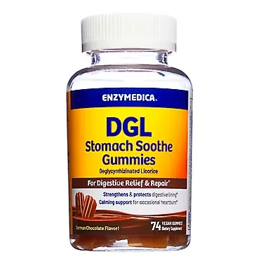 Enzymedica, DGL Stomach Soothe Gummies, Supports Digestive Health and Occasional Heartburn, Chocolate, 74 Count