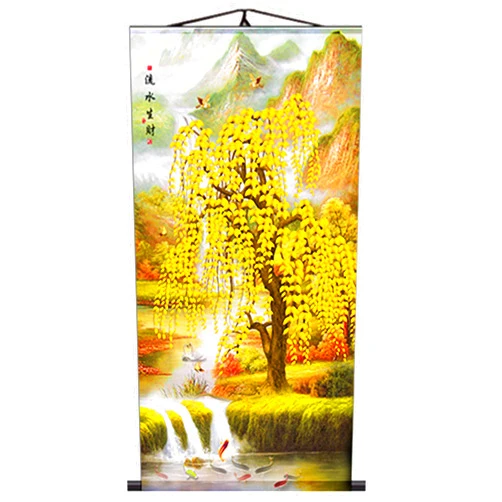 Skyseen Chinese Tradditional Silk Scroll Painting Beautiful Autumn Scenery Landscape Hanging Wall Scroll(Liushui Shengcai)