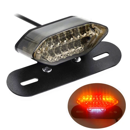 Anki HappiGo 12V 16 LED Universal Motorcycle Integrated Brake Tail Running Light Turn Signla License Plate Lamp (Smoked Black Cover)