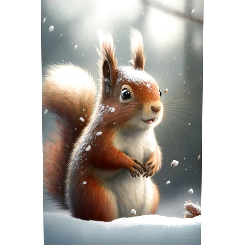 Spesdke Squirrel in The Snow Diamond Painting Kit - Adult Funny Decor Kitchen Decor Art Gift Animal 5D Full Diamond Diamond Painting 12X12 Inch