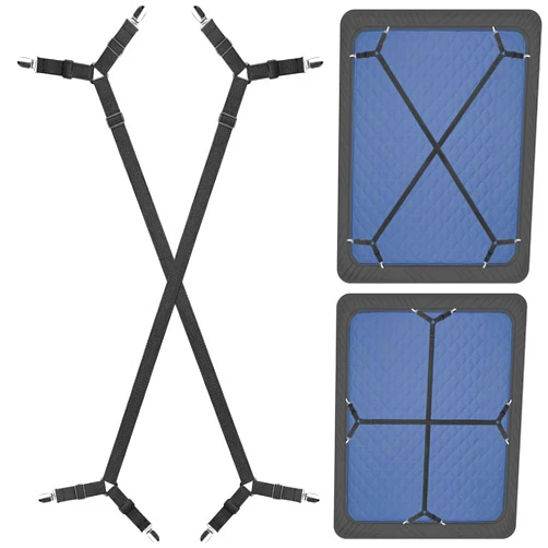 ZHOUBIN Sheet Suspenders Clips, Bed Sheet Straps Mattress Sheet Holders for Twin, Full, Queen, King - Keep Sheets in Place Corner Sheet Grippers Fasteners Sheet Stays