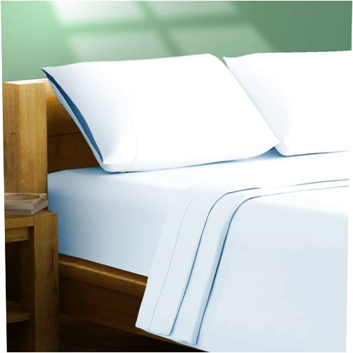 TEXAS LINEN CO. 100% Organic Cotton Percale Sheets Queen Size - Cotton Percale Sheets Queen, 4 Piece Queen Percale Sheet Set, Pure Organic Sheets, 16