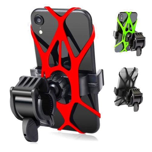 Goodscious Universal Bike Phone Holder Handlebar - Premium Bicycle Phone Holder for Bike Accessories - Compatible Phone Holder for Motorcycle - Stable Bicycle Phone Mount - Bike Cell Phone Holder (3 Color Bands)