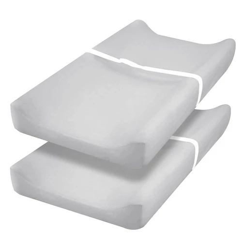 PHF Baby Changing Pad Covers for Boys Girls, 2 Pack Ultra Soft Breathable Microfiber Changing Pad Table Sheets for Most Baby Changing Pads, Grey & Grey