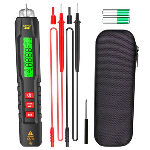 SUETTLA A3X Pen Type Multimeter, Smart Digital Multimeter AC/DC Voltage Tester Intelligent Current Meter Non-Contact Voltmeter Sensor Pen Test with Resistance Continuity Capacitance Diode Live Wire