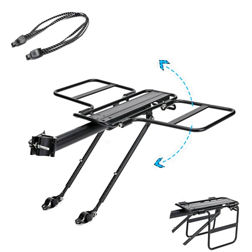 Jranter Bike Bicycle Cargo Rack Bike Rear Cargo Rack Quick Release Foldable Bike Luggage Rack Bike Accessories for Back of Bike Fit for 24-29 Mountain Bike with Bungee Straps 165 lbs