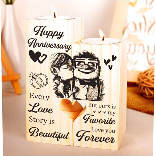 Einanmut Happy Anniversary Wedding Gifts for Wife, Girlfriend, Her, Couples Gift Candlestick, Romantic Anniversary Wedding Presents for Husband, Him, Boyfriend
