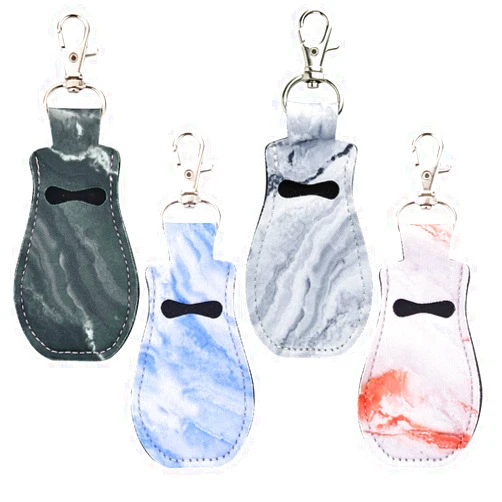 CM Clip-on Chapstick Sleeve Lip Balm Holder Neoprene Lipstick Holder Keychain Travel Accessories (Marble Patterns (4 Pcs))