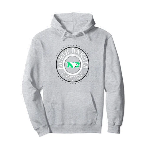 Elite Authentics North Dakota Fighting Hawks Showtime Heather Gray Pullover Hoodie