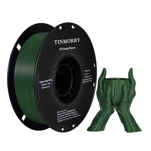 TINMORRY Carbon Fiber PETG Filament 1.75mm, TINMORRY PETG-CF 3D Printing Materials for FDM 3D Printer, 1 KG 1 Spool, Olive Green