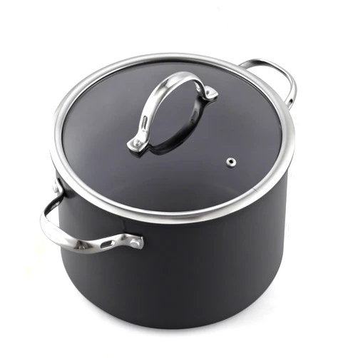 Cooks Standard Stockpot Dutch Oven Casserole with Glass Lid, 8-Quart Classic Hard Anodized Nonstick Soup Pot, Black