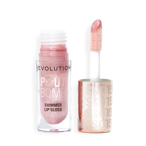 Revolution Beauty London Revolution, Pout Bomb Shimmer Gloss, High-Shine Lip Gloss & Shimmer for Glossy Lips with Hyaluronic Acid & Sweet Vanilla Scent, Shine Pink, 0.15 Oz