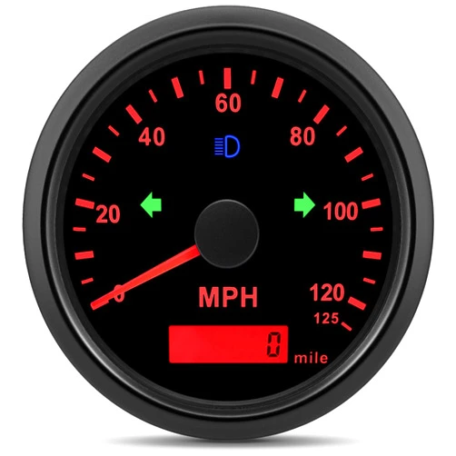 ARTILAURA GPS Speedometer 125MPH 85mm Boat Speedometer Gauge Speed Odometer Mileage Black for Universal Car