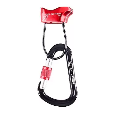 TRIWONDER ATC Belay Device V-grooved Micro Rescue Guide Belay Device Rock Rappelling Red with Carabiner